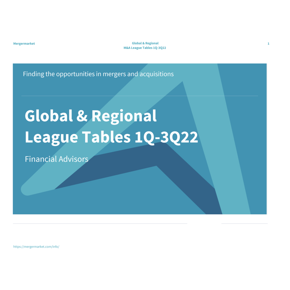 M&A League Tables 3Q22: Financial Advisors