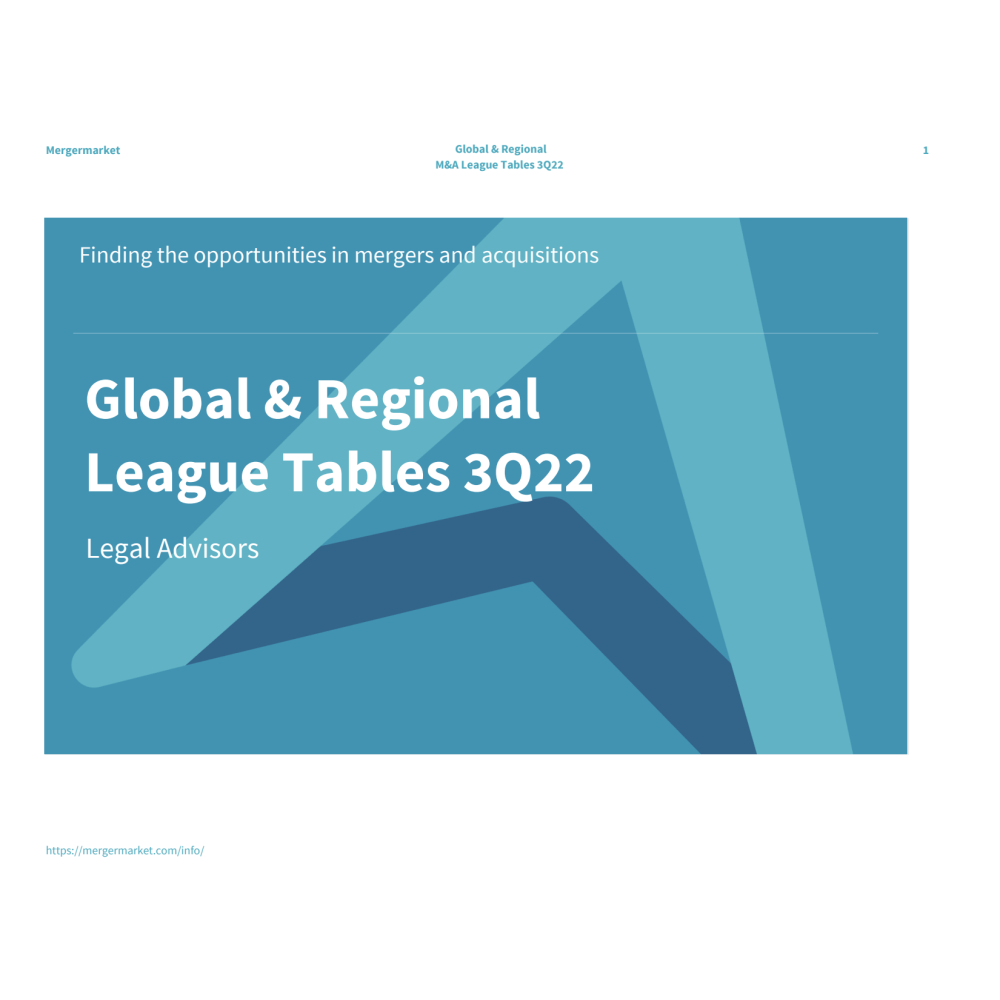 M&A League Tables 3Q22: Legal Advisors