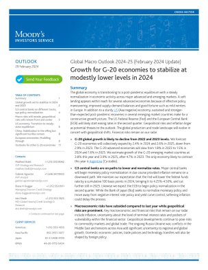 Global Macro Outlook 2024-25 (February 2024 Update) Growth for G-20 economies to stabilize at modestly lower levels in 2024