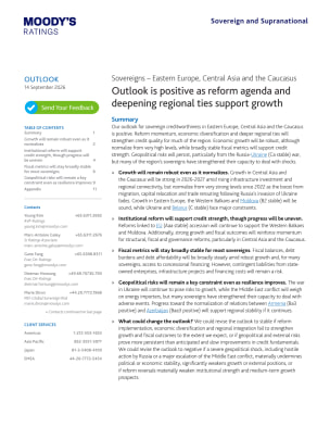 Sovereigns – Eastern Europe, Central Asia and the Caucasus: Outlook is positive as reform agenda and deepening regional ties support growth