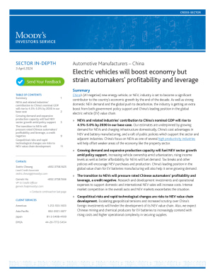 Electric vehicles will boost economy but strain automakers' profitability and leverage