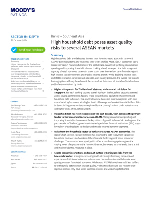 Banks – Southeast Asia - High household debt poses asset quality risks to several ASEAN markets, 21 Oct 2024