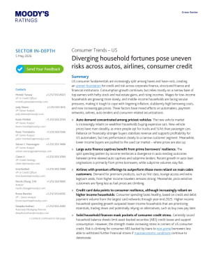 Diverging household fortunes pose uneven risks across autos, airlines, consumer credit
