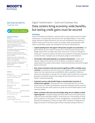 Sector in-depth: Data centers bring economy-wide benefits, but lasting credit gains must be secured