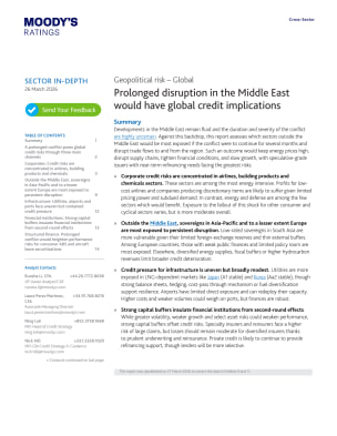 Geopolitical risk - Global - Prolonged disruption in the Middle East would have global credit implications