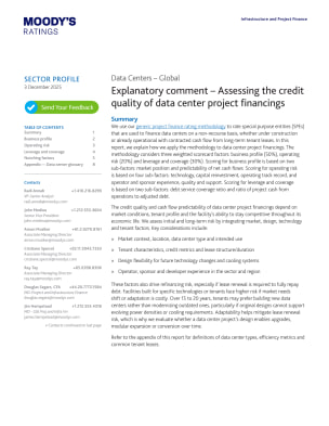 [Data Centers – Global] Explanatory comment – Assessing the credit quality of data center project financings