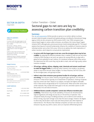Carbon Transition – Global - Sectoral gaps to net zero are key to assessing carbon transition plan credibility, 2 Apr 2025