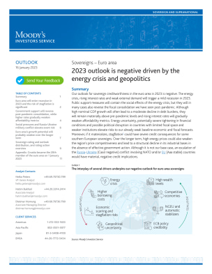 Sovereigns – Euro area 2023 outlook is negative driven by the energy crisis and geopolitics
