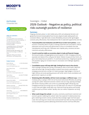 Sovereigns – Global: 2026 Outlook - Negative as policy, political risks outweigh pockets of resilience