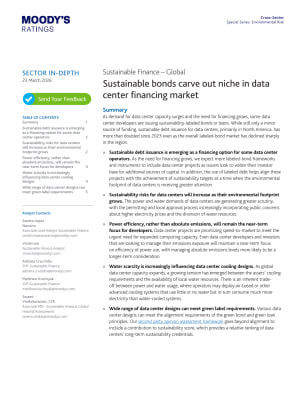 Sustainable Finance – Global | Sustainable bonds carve out niche in data center financing market