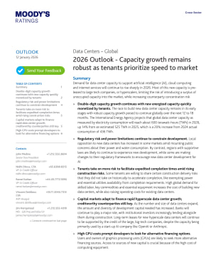 Data Centers - Global - 2026 Outlook - Capacity growth remains robust as tenants prioritize speed to market