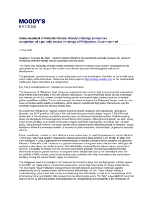 Moody's Ratings announces completion of a periodic review of ratings of Philippines, Government of, 12 Feb 2026