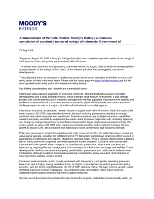 Announcement of Periodic Review: Moody's Ratings announces completion of a periodic review of ratings of Indonesia, Government of