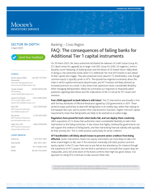 Banking: Cross Region FAQ The consequences of failing banks for Additional Tier 1 capital instruments, 04 April 2023