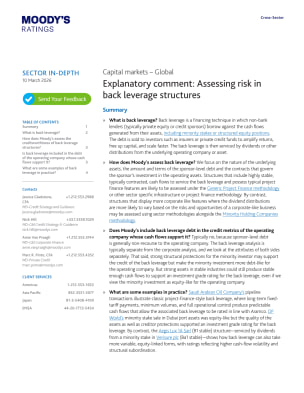 Capital markets - Global - Explanatory comment: Assessing risk in back leverage structures