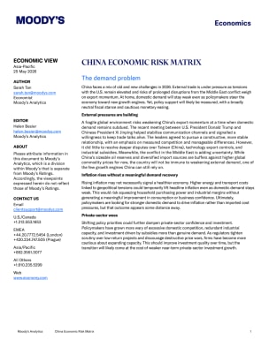 China Economic Risk Matrix