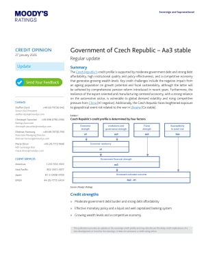 Government of Czech Republic – Aa3 stable: Regular update