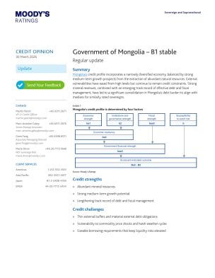 Government of Mongolia – B1 stable – Regular update, 30 Mar 2026