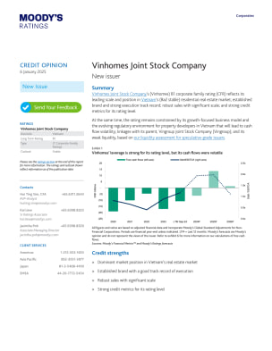 Credit Opinion: Vinhomes Joint Stock Company - New issuer