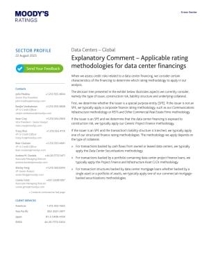 Data Centers - Global - Explanatory Comment - Applicable rating methodologies for data center financings