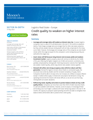 Logistics Real Estate - Europe - Credit quality to weaken on higher interest rates