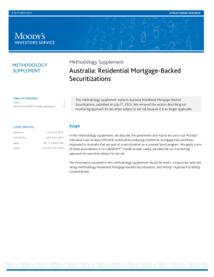 Australia Residential Mortgage-Backed Securitizations methodology supplement