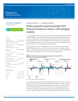 Positive growth surprises prompt GDP forecast revisions in many G-20 emerging markets