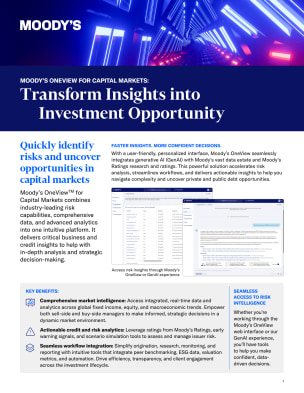Moody's OneView for Capital Markets