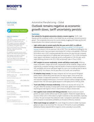 Outlook remains negative as economic growth slows, tariff uncertainty persists