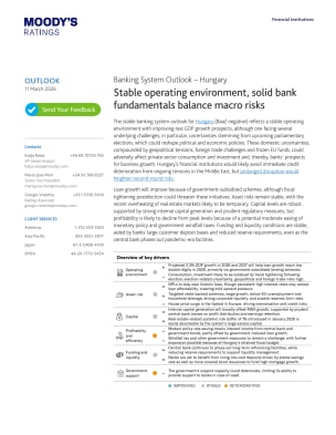Banking System Outlook – Hungary: Stable operating environment, solid bank fundamentals balance macro risks