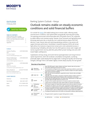 Banking System Outlook - Kenya - Outlook remains stable on steady economic conditions and solid financial buffers