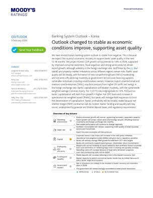 Outlook changed to stable as economic conditions improve, supporting asset quality