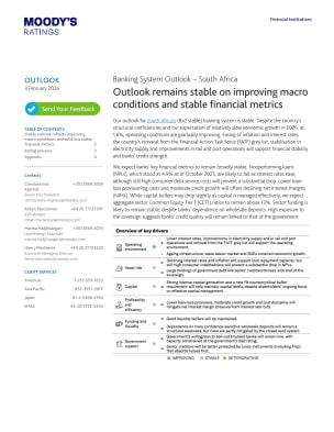 Banking System Outlook - South Africa - Outlook remains stable on improving macro conditions and stable financial metrics