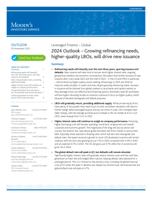 Global 2024 Outlook - Leveraged Finance - Growing refinancing needs, higher-quality LBOs, will drive new issuance