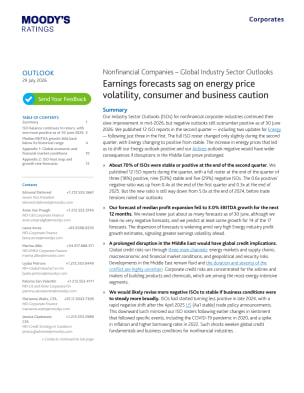 Nonfinancial Companies – Global Industry Sector Outlooks – Earnings forecasts sag on energy price volatility, consumer and business caution, 29 July 2026