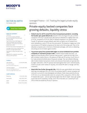 Private-equity backed companies face growing defaults, liquidity stress