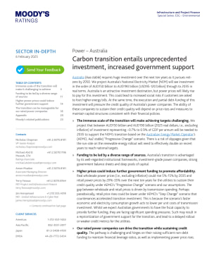 [Power – Australia] Carbon transition entails unprecedented investment, increased government support