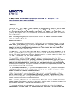 Rating Action: Moody's Ratings assigns first-time Ba3 ratings to CGEL and proposed notes; outlook stable, 13 July 2026