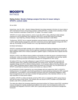 Moody's Ratings assigns first time A1 issuer rating to SPICIFC