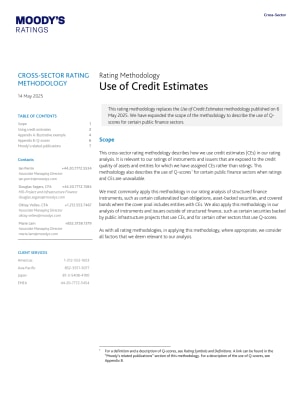 [Rating Methodology] Use of Credit Estimates