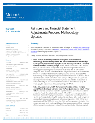 Reinsurers and Financial Statement Adjustments: Proposed Methodology Updates