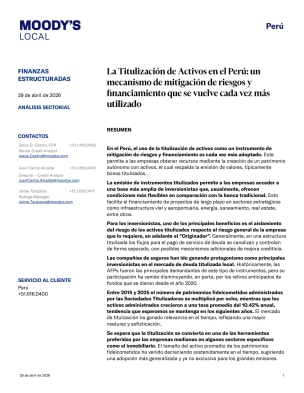 La Titulización de Activos en el Perú: un  mecanismo de mitigación de riesgos y  financiamiento que se vuelve cada vez más  utilizado