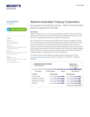 Western Australian Treasury Corporation: Post-issuance Second Party Opinion – WATC's 2023 and 2025 Issuances Aligned with Principles | 12 May 2026