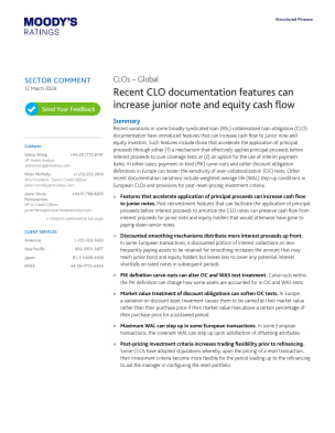 Recent CLO documentation features can increase junior note and equity cash flow