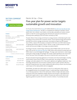 Electric & Gas – China - Five-year plan for power sector targets sustainable growth and innovation, 1 July 2026