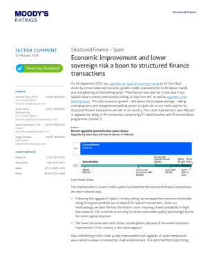 Structured Finance - Spain - Economic improvement and lower sovereign risk a boon to structured finance transactions