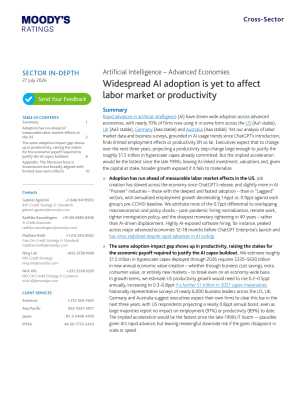 Artificial Intelligence – Advanced Economies – Widespread AI adoption is yet to affect labor market or productivity, 27 July 2026