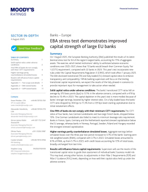 Banks – Europe EBA stress test demonstrates improved capital strength of large EU banks