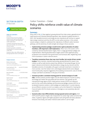 Carbon Transition – Global - Policy shifts reinforce credit value of climate scenarios