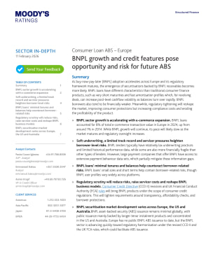 Consumer Loan ABS - Europe - BNPL growth and credit features pose opportunity and risk for future ABS